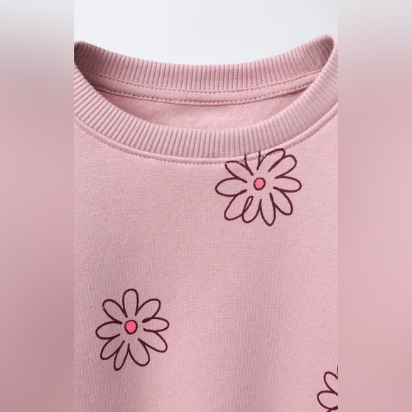 Zara Pink Floral Kids Sweatshirt - Picture 3 of 4